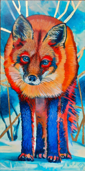 Картина под названием "zampe blu" - Lauragreenart, Подлинное произведение искусства, Акрил Установлен на Деревянная рама для…