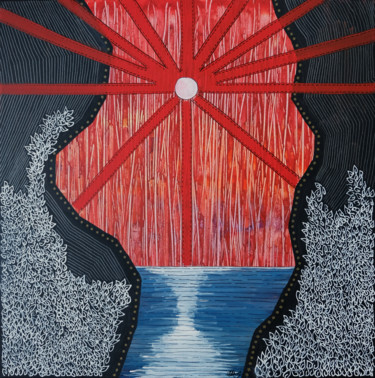 Painting titled "Blood Sticks Water…" by Laura Hol, Original Artwork, Acrylic Mounted on Wood Stretcher frame