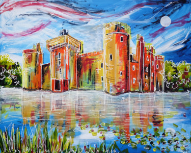 Painting titled "Bodiam" by Laura Hol, Original Artwork, Acrylic Mounted on Wood Stretcher frame