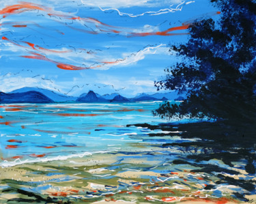 Painting titled "Lawa Island" by Laura Hol, Original Artwork, Acrylic Mounted on Wood Stretcher frame