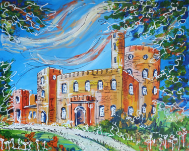 Painting titled "Norris Castle" by Laura Hol, Original Artwork, Acrylic Mounted on Wood Stretcher frame