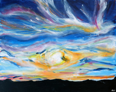 Картина под названием "Evening" - Laura Hol, Подлинное произведение искусства, Акрил Установлен на Деревянная рама для носил…