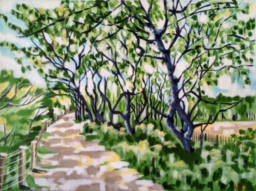 Peinture intitulée "Tree-lined Path" par Laura K Smith Paintings, Œuvre d'art originale, Acrylique