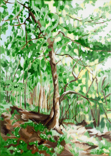 Ζωγραφική με τίτλο "Villers Abbey Forest" από Laura K Smith Paintings, Αυθεντικά έργα τέχνης, Ακρυλικό Τοποθετήθηκε στο Ξύλι…