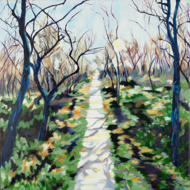 Painting titled "Winter Path" by Laura K Smith Paintings, Original Artwork, Acrylic Mounted on Wood Stretcher frame