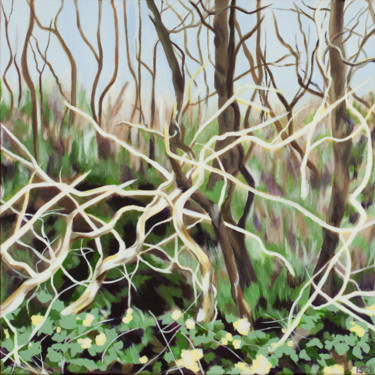 Painting titled "Sculptural Trees" by Laura K Smith Paintings, Original Artwork, Acrylic Mounted on Wood Stretcher frame