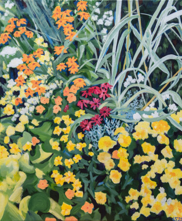 Malarstwo zatytułowany „French Garden” autorstwa Laura K Smith Paintings, Oryginalna praca, Akryl Zamontowany na Drewniana r…