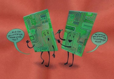 Collages titled "Circuit Board Lovers" by Laura Lee Gulledge, Original Artwork