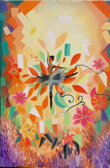 Painting titled "Danza dei fiori" by Laura Marra, Original Artwork, Acrylic