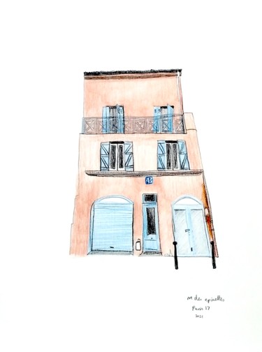 Dessin intitulée "Paris: 43 Rue des E…" par Laura Molloy, Œuvre d'art originale, Crayon