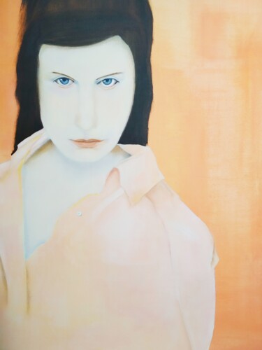 Painting titled "The French Girl / L…" by Laura Molloy, Original Artwork, Oil Mounted on Wood Stretcher frame