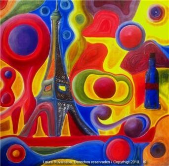 Pintura titulada "Paris de Noche" por Laura Ruvalcaba, Obra de arte original, Oleo