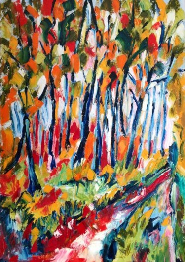 Painting titled "Bosco" by Laura Tedeschi Pittrice, Original Artwork, Oil