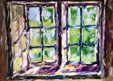 Pittura intitolato "La finestra dell'at…" da Laura Tedeschi Pittrice, Opera d'arte originale, Olio