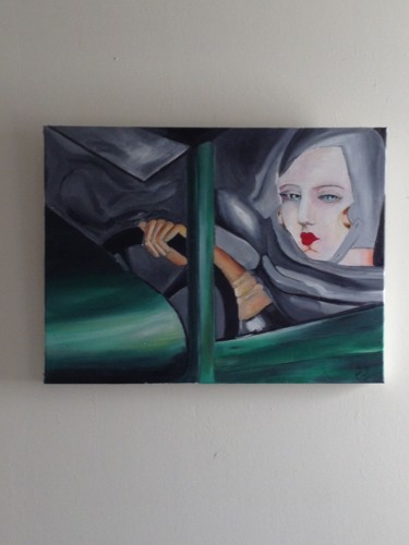 Peinture intitulée "femme au volant" par Laure Barats, Œuvre d'art originale, Autre