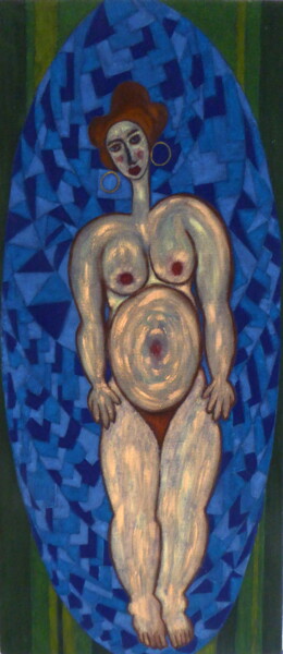 Peinture intitulée "Femme au vitrail" par Laure Barlet, Œuvre d'art originale, Huile