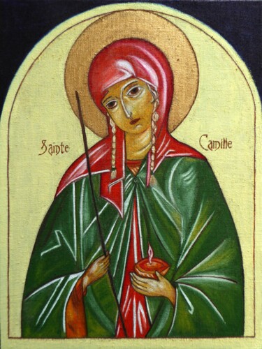 Painting titled "Sainte Camille" by Laure Barlet, Original Artwork, Oil