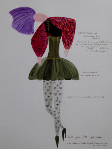 Peinture intitulée "Jeune fille goût ru…" par Laure Barlet, Œuvre d'art originale, Aquarelle