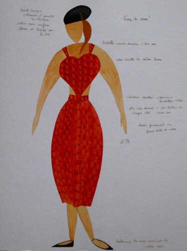 Painting titled "Ma robe d'été "Coup…" by Laure Barlet, Original Artwork, Watercolor