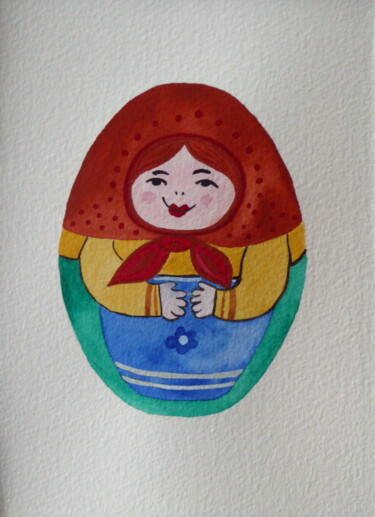 제목이 "Matriochka rouge"인 미술작품 Laure Barlet로, 원작, 수채화