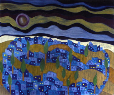 Peinture intitulée "Jérusalem terrestre" par Laure Barlet, Œuvre d'art originale, Huile