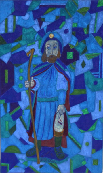 Malerei mit dem Titel "Le mien Saint Roch" von Laure Barlet, Original-Kunstwerk, Öl