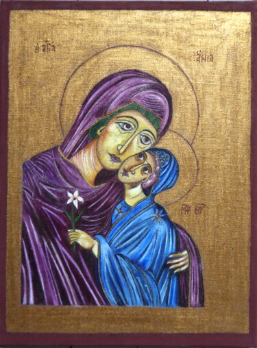 Peinture intitulée "Sainte Anne et Mari…" par Laure Barlet, Œuvre d'art originale, Huile