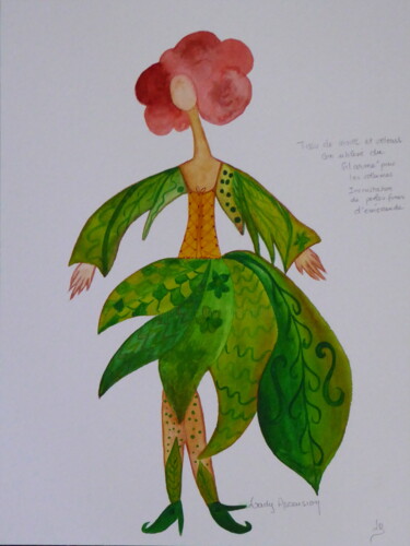 Ζωγραφική με τίτλο "Lady Ascension" από Laure Barlet, Αυθεντικά έργα τέχνης, Ακουαρέλα
