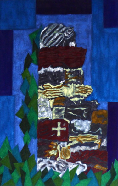 Painting titled "la croix" by Laure Barlet, Original Artwork, Oil