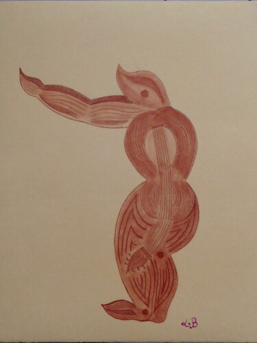 Dessin intitulée "La guitare au corps" par Laure Barlet, Œuvre d'art originale, Crayon