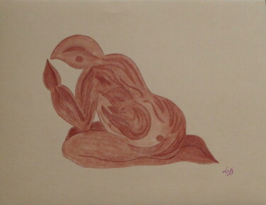 Dessin intitulée "Maternité à venir" par Laure Barlet, Œuvre d'art originale, Fusain