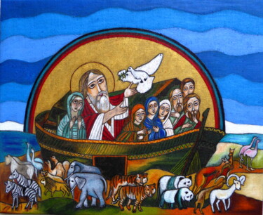 Peinture intitulée "L'Arche de Noé" par Laure Barlet, Œuvre d'art originale, Huile