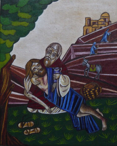 Pittura intitolato "Le bon samaritain" da Laure Barlet, Opera d'arte originale, Olio