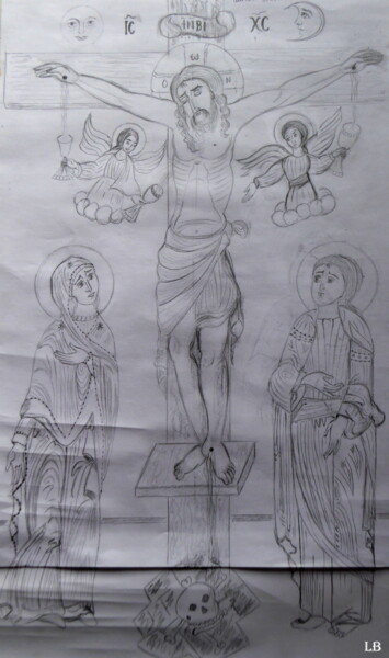 Dibujo titulada "La crucifixion" por Laure Barlet, Obra de arte original, Lápiz