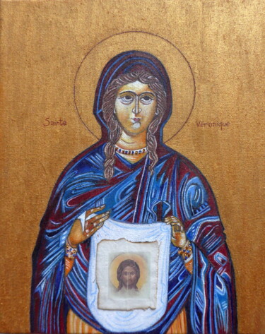 Peinture intitulée "Sainte Véronique" par Laure Barlet, Œuvre d'art originale, Huile