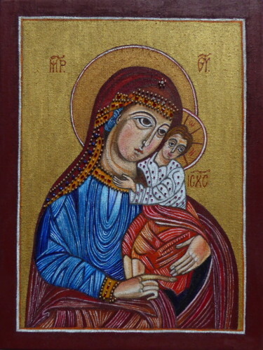 Ζωγραφική με τίτλο "Marie et Jésus" από Laure Barlet, Αυθεντικά έργα τέχνης, Λάδι