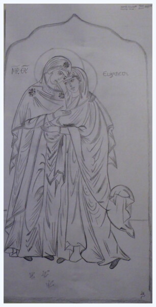 Desenho intitulada "La Visitation, croq…" por Laure Barlet, Obras de arte originais, Lápis