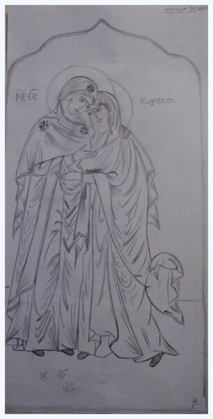 Zeichnungen mit dem Titel "La Visitation, croq…" von Laure Barlet, Original-Kunstwerk, Bleistift