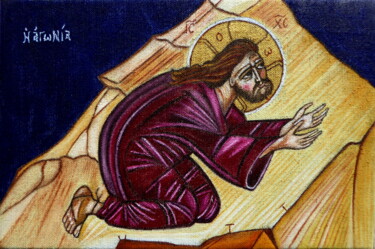 Peinture intitulée "Jésus au Mont des O…" par Laure Barlet, Œuvre d'art originale, Huile