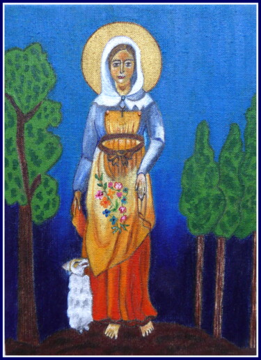 Painting titled "Sainte Germaine de…" by Laure Barlet, Original Artwork, Oil