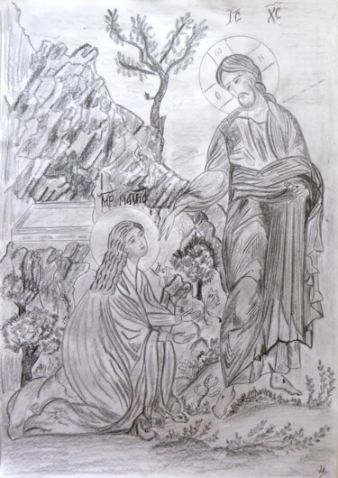 Disegno intitolato "Au matin de Pâques" da Laure Barlet, Opera d'arte originale, Matita