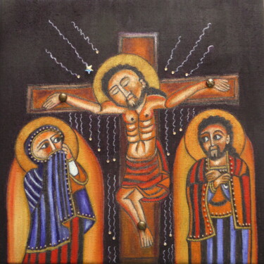 Painting titled "Crucifixtion" by Laure Barlet, Original Artwork, Oil
