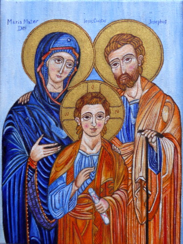 Peinture intitulée "La Sainte Famille" par Laure Barlet, Œuvre d'art originale, Huile