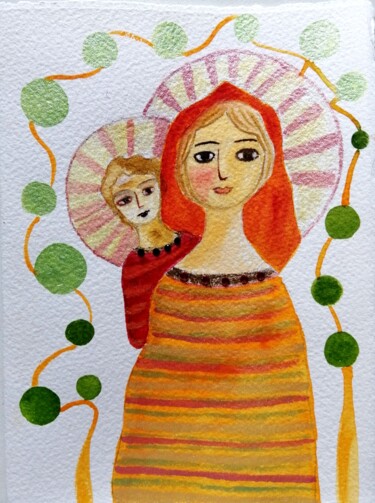 Pintura titulada "Pour maman" por Laure Barlet, Obra de arte original, Acuarela