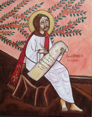 Schilderij getiteld "Saint Ephrèm Le Syr…" door Laure Barlet, Origineel Kunstwerk, Olie