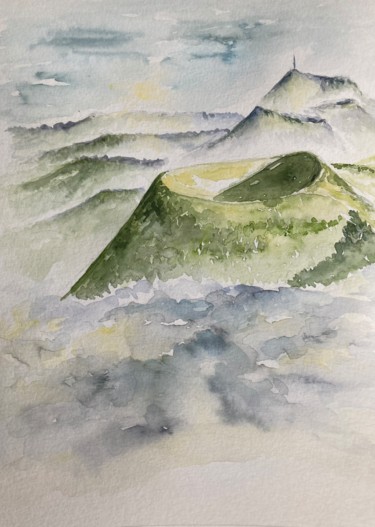 Schilderij getiteld "Rêverie d Auvergne" door Laure Barontini, Origineel Kunstwerk, Aquarel