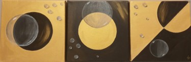 Painting titled "Triptyque bulles et…" by Laure B., Original Artwork, Acrylic Mounted on Wood Stretcher frame