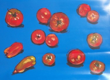 Peinture intitulée "tomates sur bâche b…" par Laure Boin Watorek, Œuvre d'art originale
