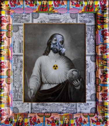 Peinture intitulée "Jésus Nucléaire" par Laure Boin Watorek, Œuvre d'art originale