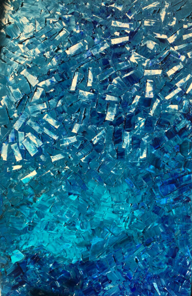 Картина под названием "OCEAN VUE DU CIEL" - Laure Bonomi, Подлинное произведение искусства, Акрил Установлен на Деревянная р…